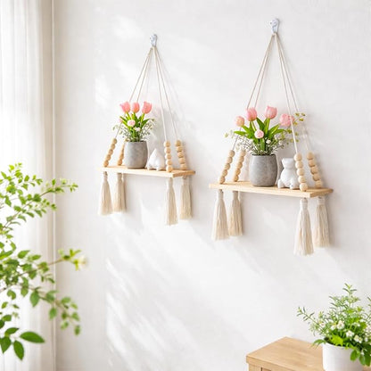 Artilady 2 Pack Wooden Wall Hanging Shelves - Image 5