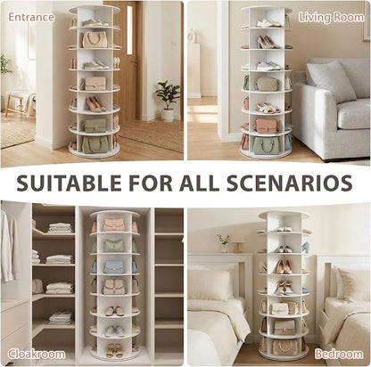 7-Tier Rotating Shoe Rack Tower, 360° Spinning Shoe Storage Organizer, Lazy - Image 6