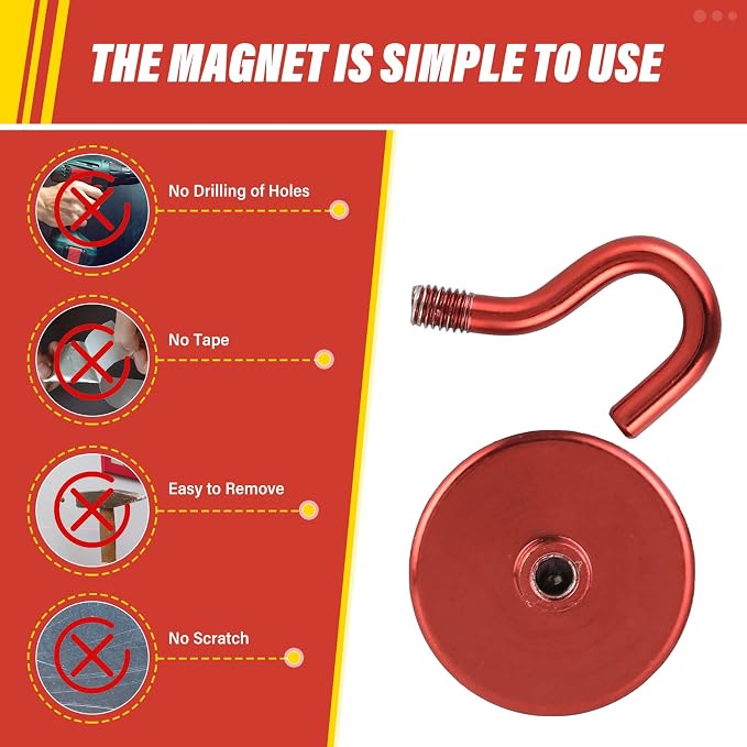 Neosmuk Magnetic Hooks, Heavy Duty 130lb+ Strong Magnet Hook - Image 5