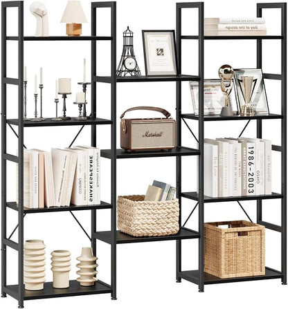 NUMENN Triple Column 4 Tier Bookshelf, Bookcase by NUMENN