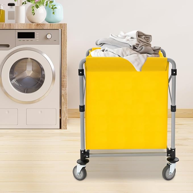 Commercial Laundry Cart with Wheels, Folding Laundry Hamper Cart, Heavy Duty - Image 5