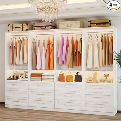 Closet System Sets of 4, 8FT-21FT Customizable Closet Organizer System by fastgo