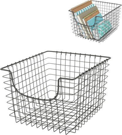 Spectrum Wire Scoop Basket Storage Bin Industrial Gray Medium Metal Wire Basket by Unknown