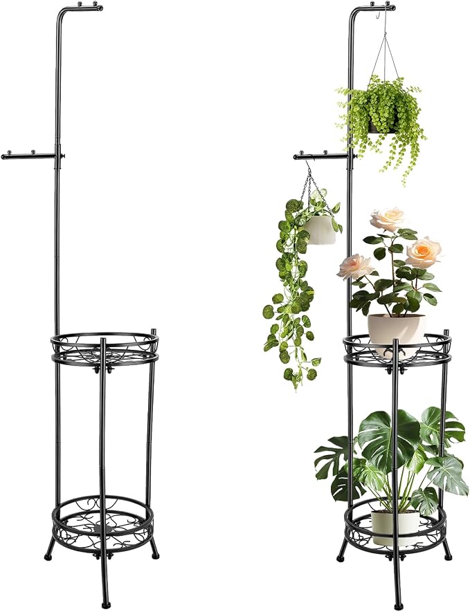 Plant Stand, Adjustable 3 Tier Metal Potted Holder Flower Pot Stand - Image 7