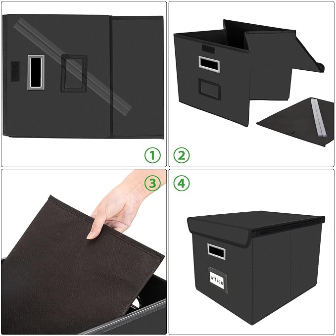 File Organizer Box with Lids, Collapsible File Folder Organizer | File Box with - Image 5