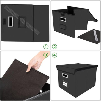 File Organizer Box with Lids, Collapsible File Folder Organizer | File Box with - Image 5