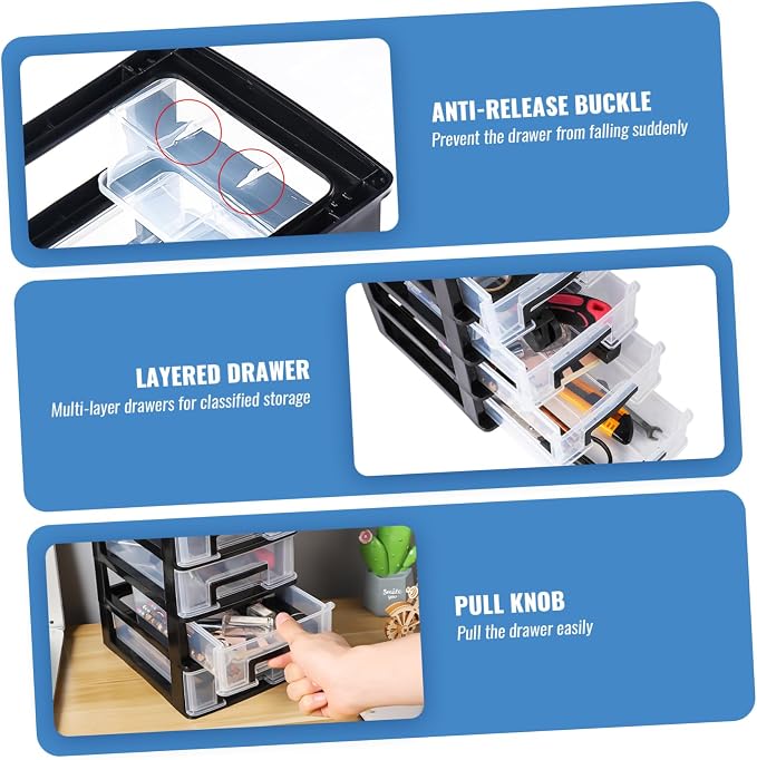Angoily 4 Drawer Desk Organizer, Plastic Home Office Storage Organizer - Image 9