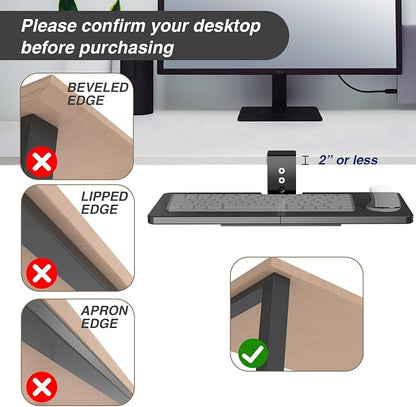 Large Under Desk Rotatable Computer Keyboard and Mouse Tray, Extra Sturdy Desk - Image 7