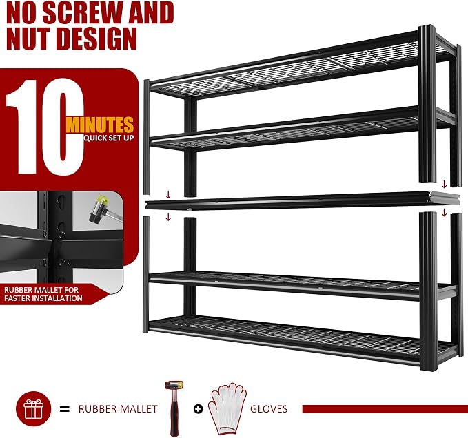 60" W Garage Shelving Heavy Duty Metal Shelving 3030LBS Storage Shelves - Image 5