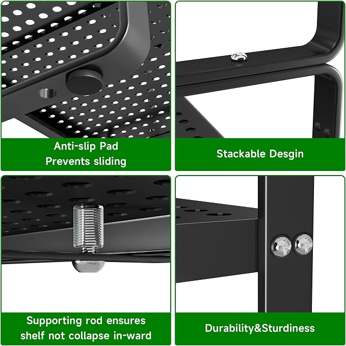 Expandable Kitchen Cabinet Shelf Organizer Rack Heavy Duty Metal Spice Rack - Image 4