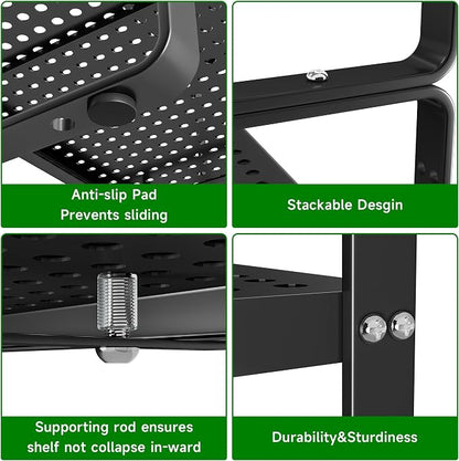 Expandable Kitchen Cabinet Shelf Organizer Rack Heavy Duty Metal Spice Rack - Image 4