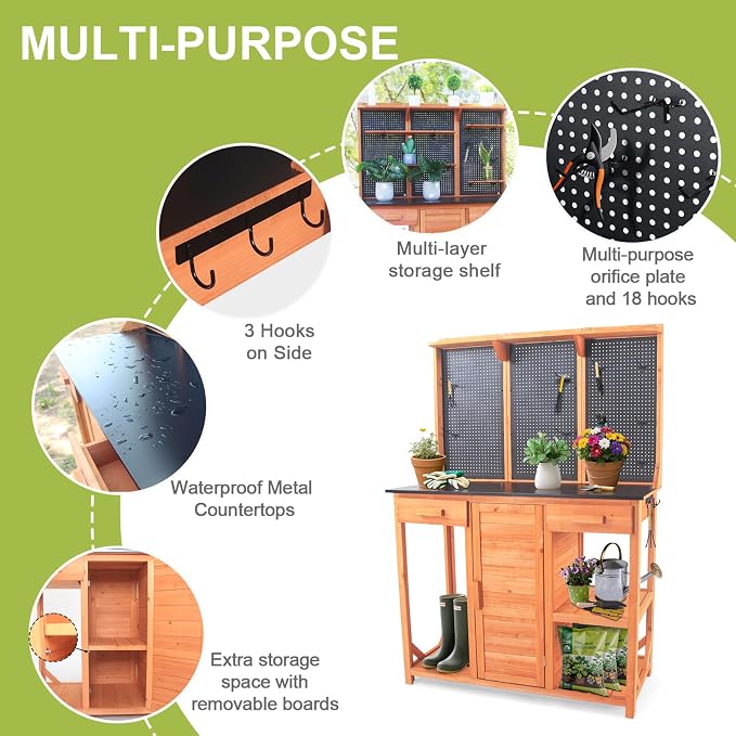 Outdoor Potting Bench, 44 * 20 * 63in | Wooden - Image 3