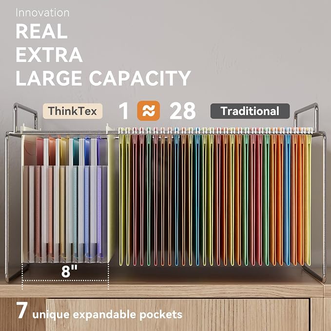ThinkTex Plastic Expanding Hanging File Folders, 7 Innovative 1.2" Accordion - Image 4