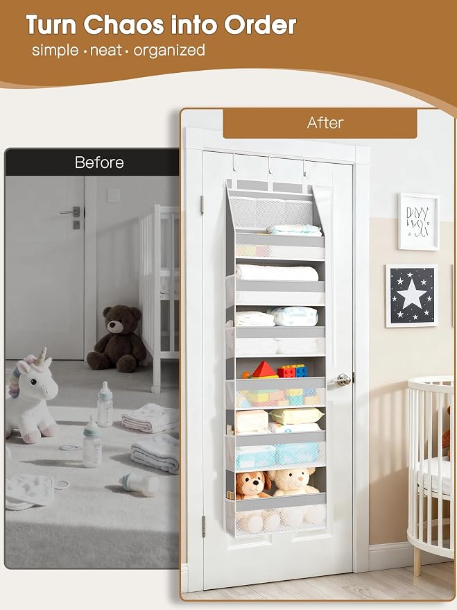 Criusia Over The Door Organizer, Heavy-Duty 6-Shelf Hanging Storage - Image 3