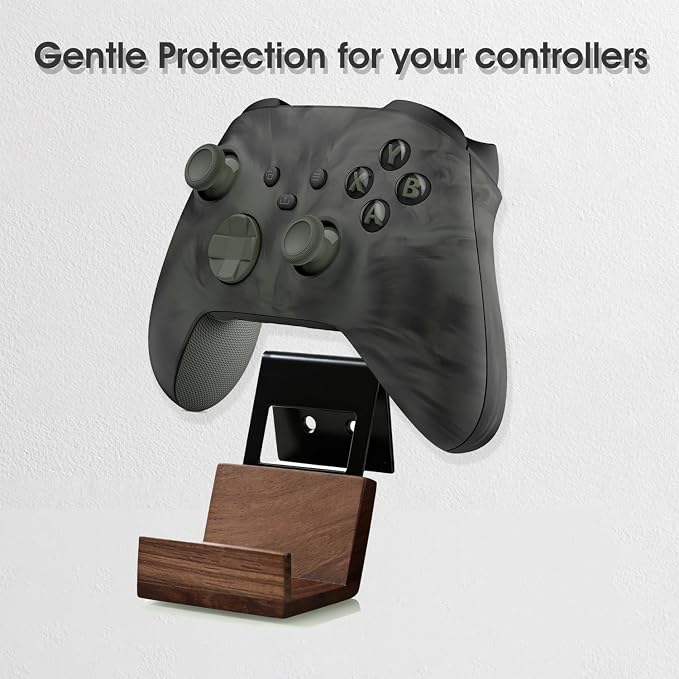 NIRVASH Walnut Controller Wall Mount, Wood Game Controller Holder Stand & - Image 5