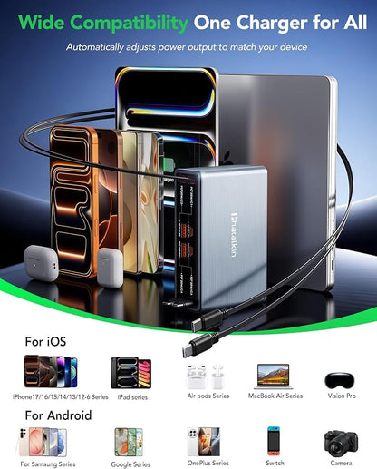 8-in-1 Retractable Charger for Apple Samsung USB C Gan Multiple Devices | 105W - Image 6
