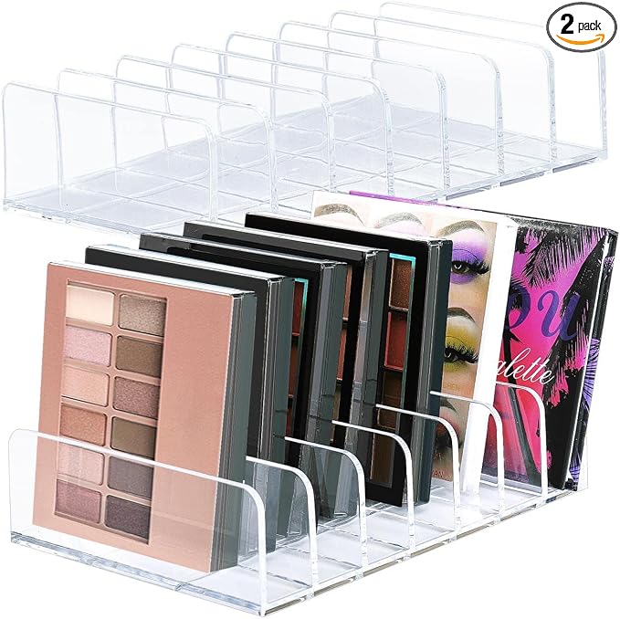 2Pcs Makeup Pallet Organizer, Acrylic Eyeshadow Palette Makeup Organizer by Rikkmte