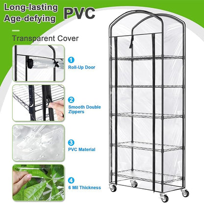 5-Tier Greenhouse with Caster Wheel, Each Shelf Height Adjustable Metal Plant - Image 5