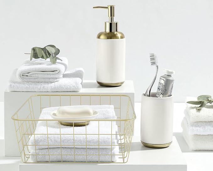 Gold Wire Baskets for Organizing, Storage Bins for Bathroom | Gold Basket - Image 2