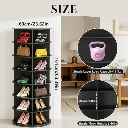 7-Tier Rotating Shoe Rack Tower, 360° Spinning Shoe Storage Organizer, Lazy - Image 2