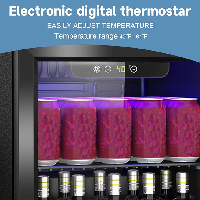 Stopasd Beverage Refrigerator Cooler, 1.3 Cu.Ft/60 Can Drink Fridge - Image 4