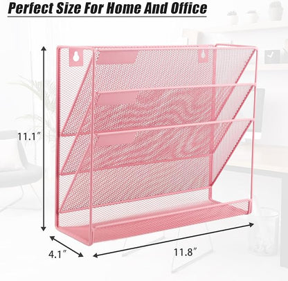 EASEPRES Desk File Organizer Mesh 4-Tier, Hanging Wall Mount Document - Image 2