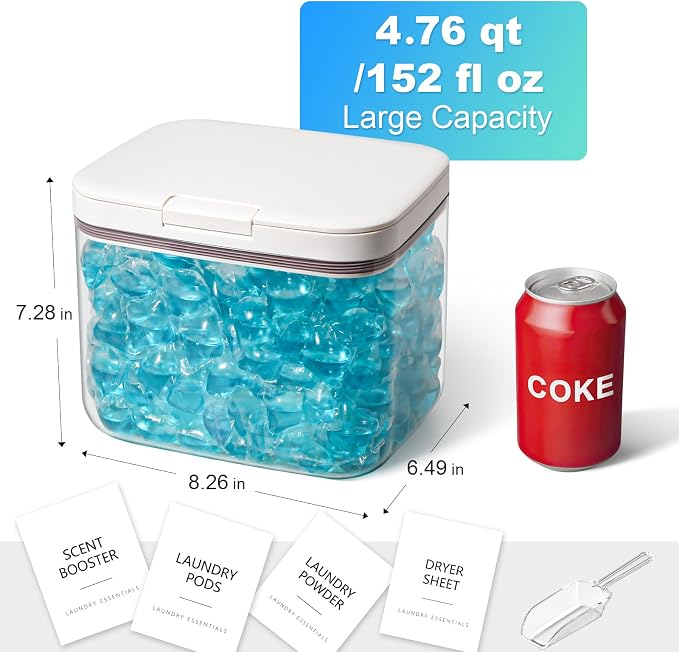 Laundry Pods Container, 1 Pack 4.76 qt. / 152 fl oz Powder Holder Dispenser - Image 2