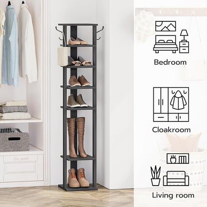 HOOBRO 8 Tiers Vertical Shoe Rack, Wooden Shoe Storage Organizer - Image 4