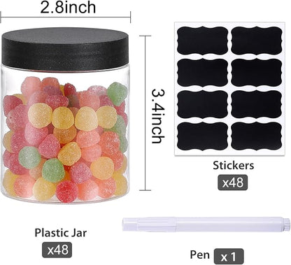 48PCS 8OZ Plastic Jars with Screw On Lids, Labels Refillable Empty Round Slime - Image 2