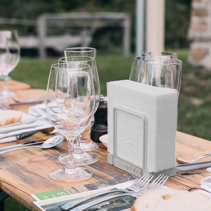 Napkin Holder for Table, Wood Iron Standing Napkin Dispenser for Dining Table - Image 4