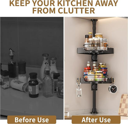 Standing Spice Rack Organizer, Counter Corner Double Tier Lazy Susan, Height - Image 7