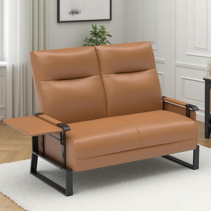 Faux Leather Loveseat, Upholstered Loveseat by Tbillionnext