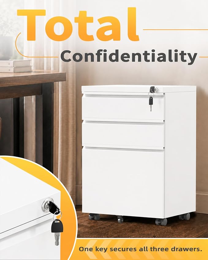 3 Drawer Mobile File Cabinet - Image 6