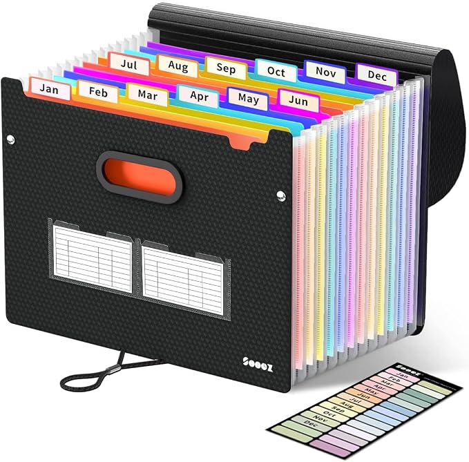 Sooez Accordion File Organizer, 13-Pocket Expanding File Folder Letter Size | by Sooez