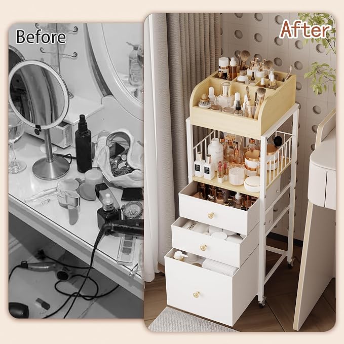 Makeup Organizer Cart with Drawers, Make up Organizers - Image 7