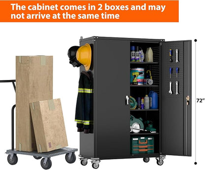 Aobabo Extra Large Cabinet on Wheels, Metal Storage Cabinet - Image 7