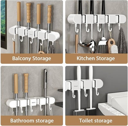 3PCS Broom Holder Wall Mount, No-Drilling Self-Adhesive Mop and Broom Storage - Image 3