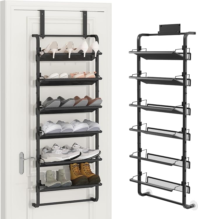BUKFEN 6 Tier Adjustable Heavy Duty Metal Shoe Rack, Door Hanging and Wall by bukfen