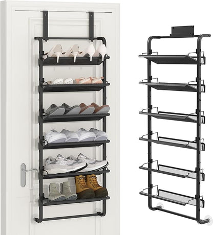 BUKFEN 6 Tier Adjustable Heavy Duty Metal Shoe Rack, Door Hanging and Wall by bukfen