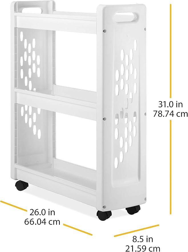 Whitmor 3 Tier Rolling Laundry Cart 8.50x26.0x31.0 - Image 8
