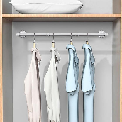 Industrial Iron Pipe Clothes Hanging Bar DIY Wall-Mounted Garment Rack Heavy - Image 2