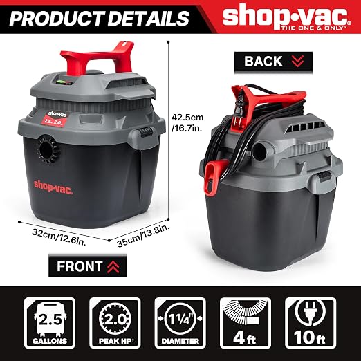 Shop-Vac 2.5 Gallon 2.0 Peak HP Wet Dry Vacuum - Image 2