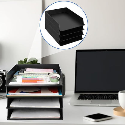 6 Pcs Stackable Paper Trays Rectangular Plastic Desk Holder Desktop Document - Image 5