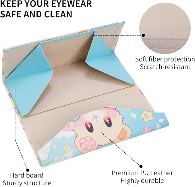 Foldable Glasses Case, Magnetic PU Leahter Sunglasses Case, Cute Hard Shell - Image 4