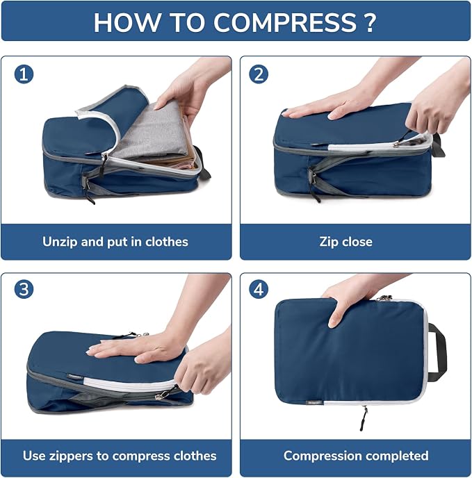 CherryNow Compression Packing Cubes, 7 Set Packing Cubes - Image 3