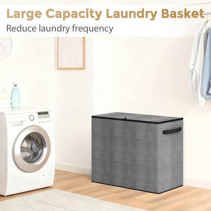 180L Laundry Hamper 3 Section, Large Laundry Basket - Image 8