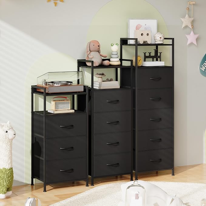 Somdot Nightstand with 3 Drawers, Fabric Dresser - Image 8
