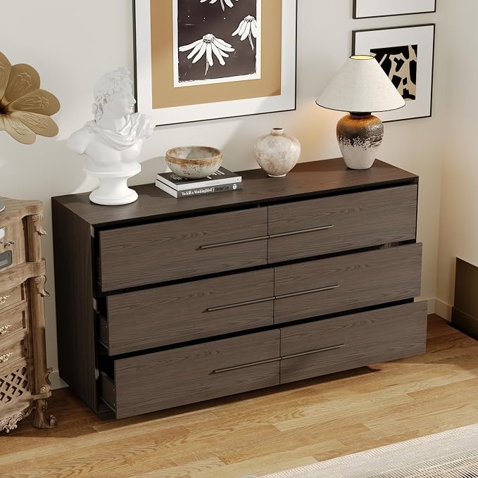 Bedside Table with 6 Drawers, Modern Side Table, Wide Nightstand, Wooden Bed - Image 3