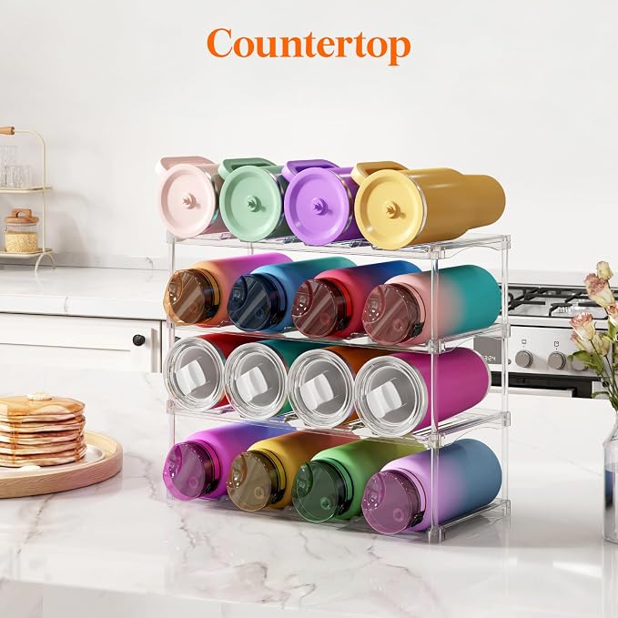 Lifewit Stackable Water Bottle Storage Organizer, Plastic Large Compartment - Image 3