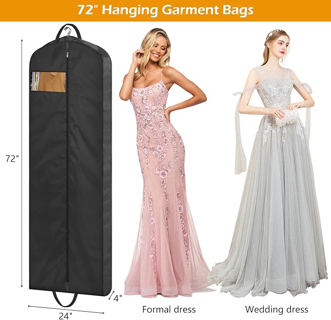 MISSLO 72" Wedding Dress Garment Bag Waterproof Garment Bags - Image 3